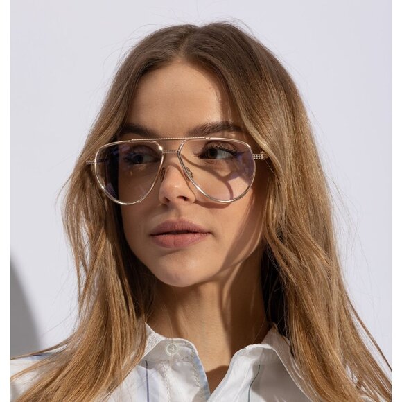 NWT VALENTINO EYEGLASSES AVIATOR UNISEX GOLD EYEWEAR - Picture 3 of 4